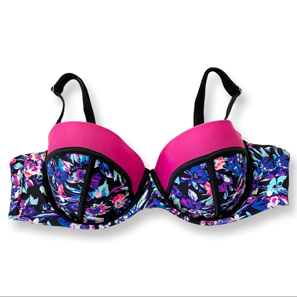 Coral Tropics by Apollo Swimwear Floral Bikini Top 2x